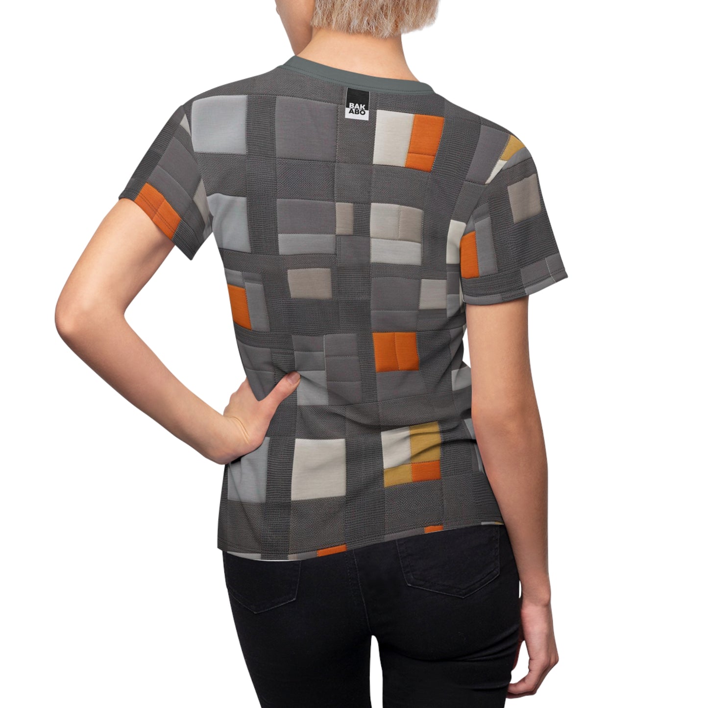 Mélange d'orange et de gris (BKS)🧡T-shirt coupé-cousu pour femmes