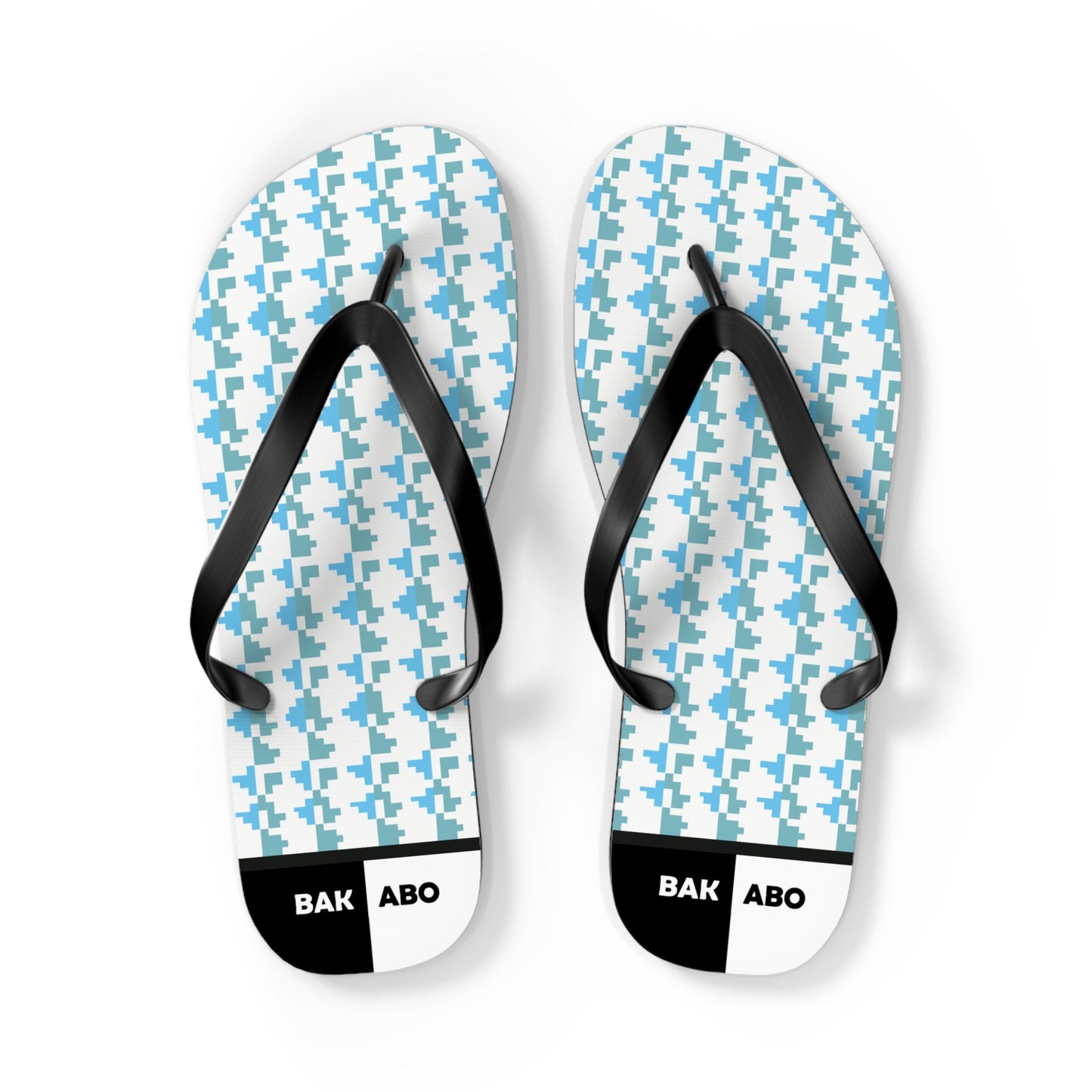 Blue Houndstooth Flip Flops – Lightweight Summer Beach Sandals Printify bakabo.club
