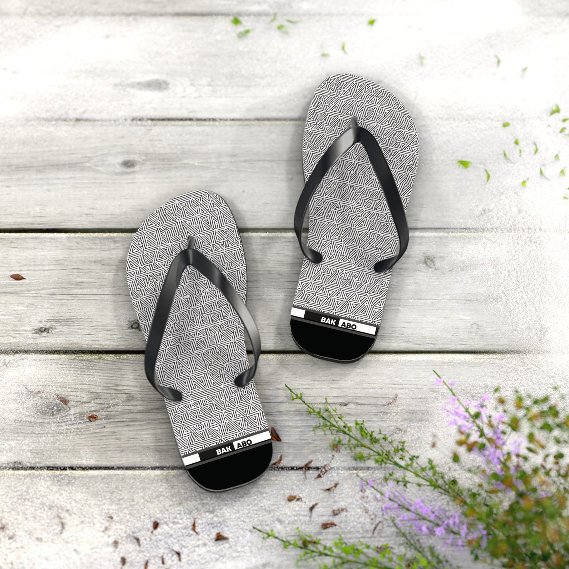Gray Geometric Pattern Flip Flops – Minimalist Beach Sandals Printify bakabo.club
