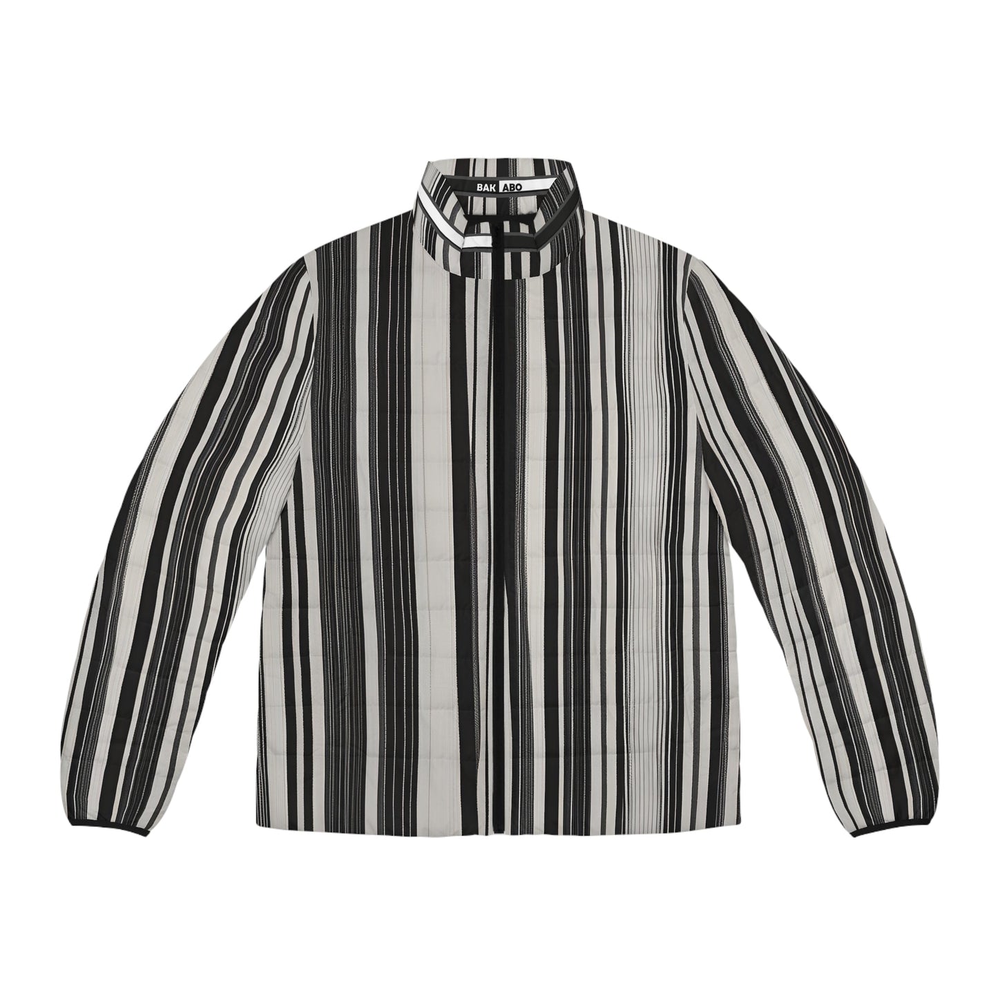 Striped Black & White Puffer Jacket — '176-761' Quilted Coat Printify bakabo.club