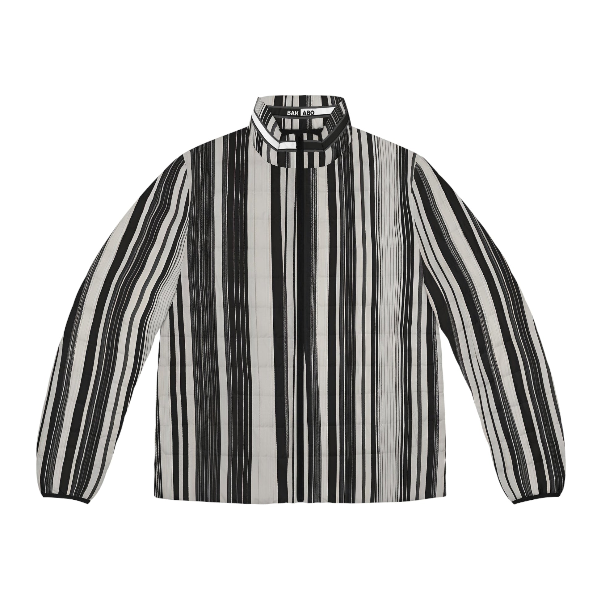 Striped Black & White Puffer Jacket — '176-761' Quilted Coat Printify bakabo.club