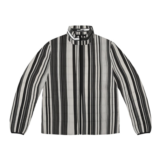 Striped Black & White Puffer Jacket — '176-761' Quilted Coat Printify bakabo.club