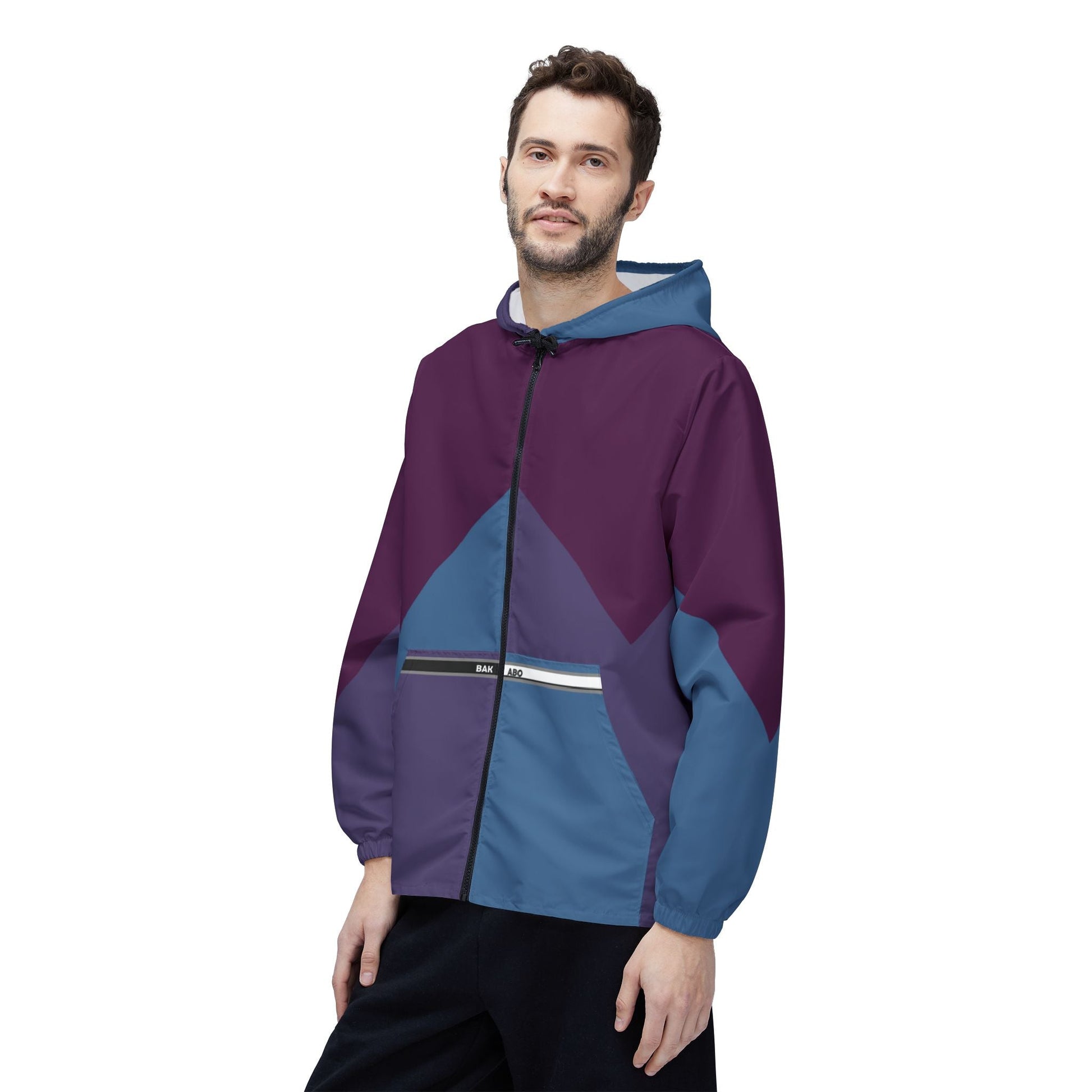 Colorblock Chevron Windbreaker Jacket — Lightweight Hooded AOP Outerwear Printify bakabo.club