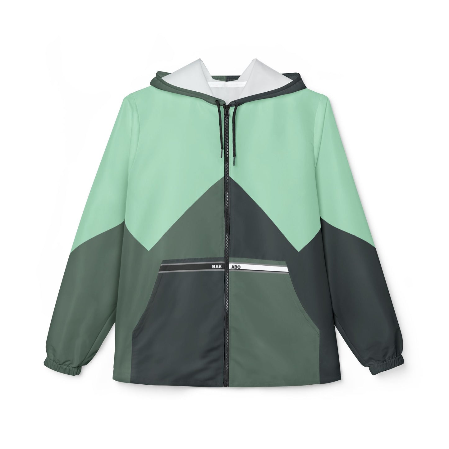 Mint Chevron Windbreaker Jacket — Lightweight Hooded Outdoor Jacket Printify bakabo.club