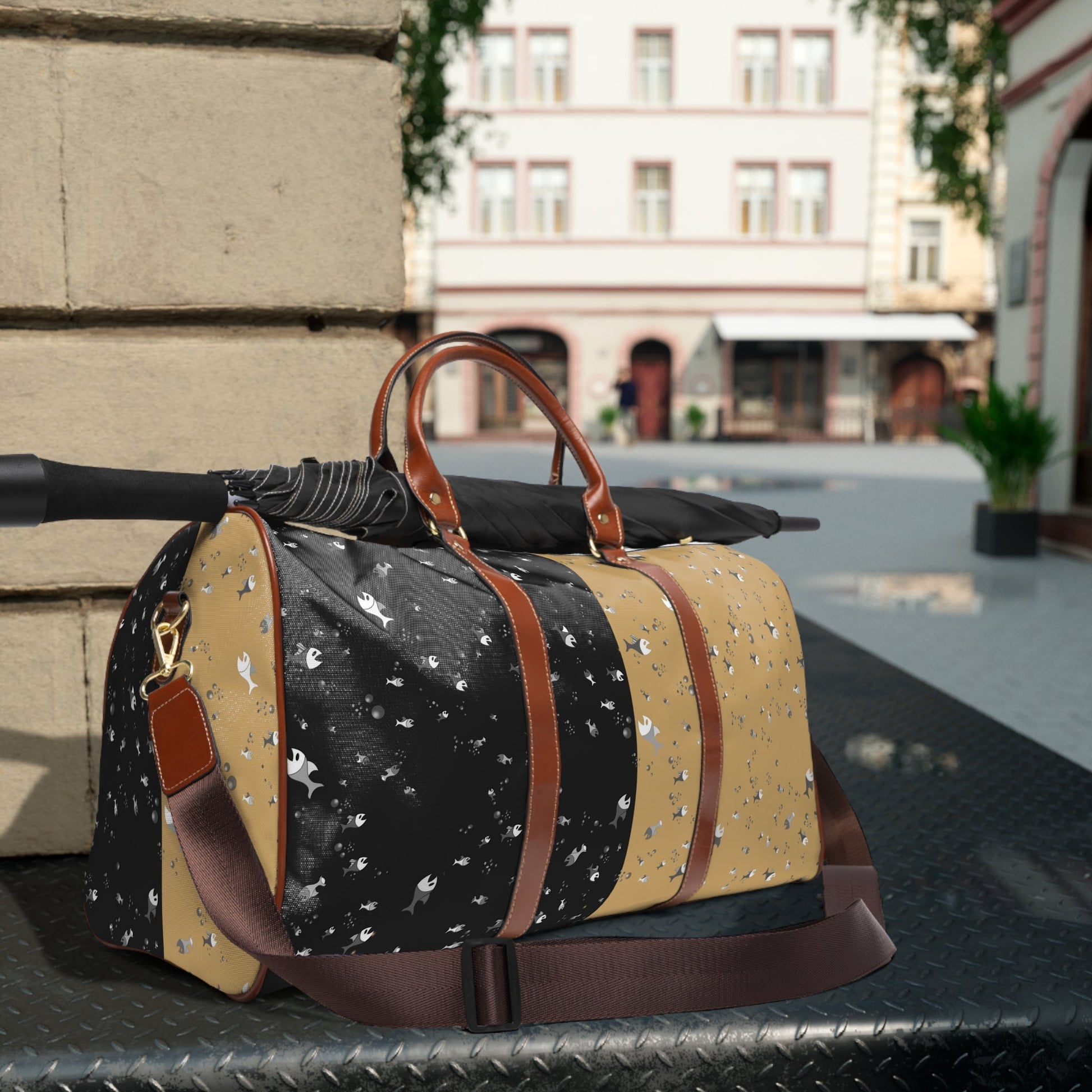 Waterproof Duffle Bag — Two-Tone Confetti Travel Weekender Printify bakabo.club