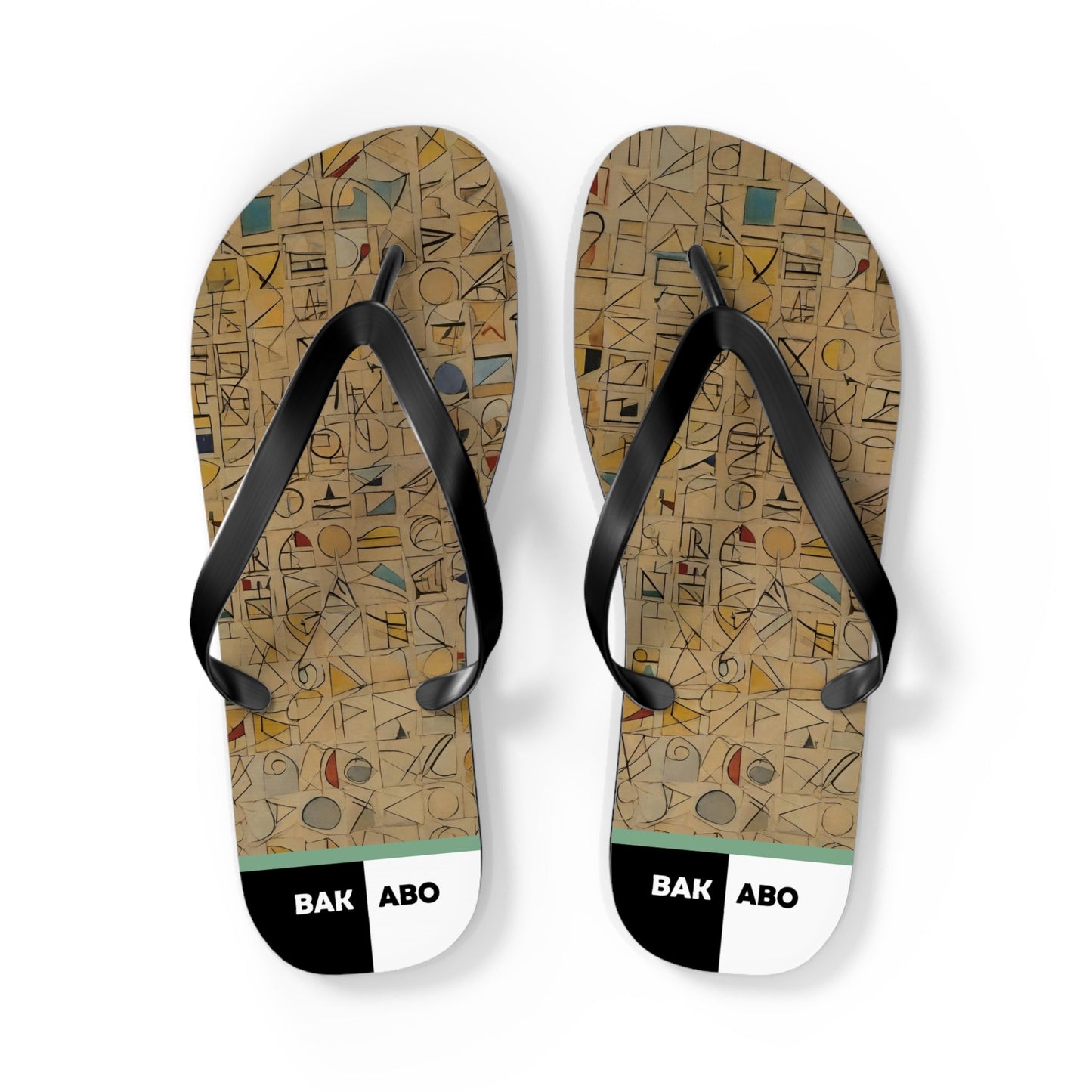Abstract Geometric Flip Flops — Retro Pattern Beach Sandals Printify bakabo.club