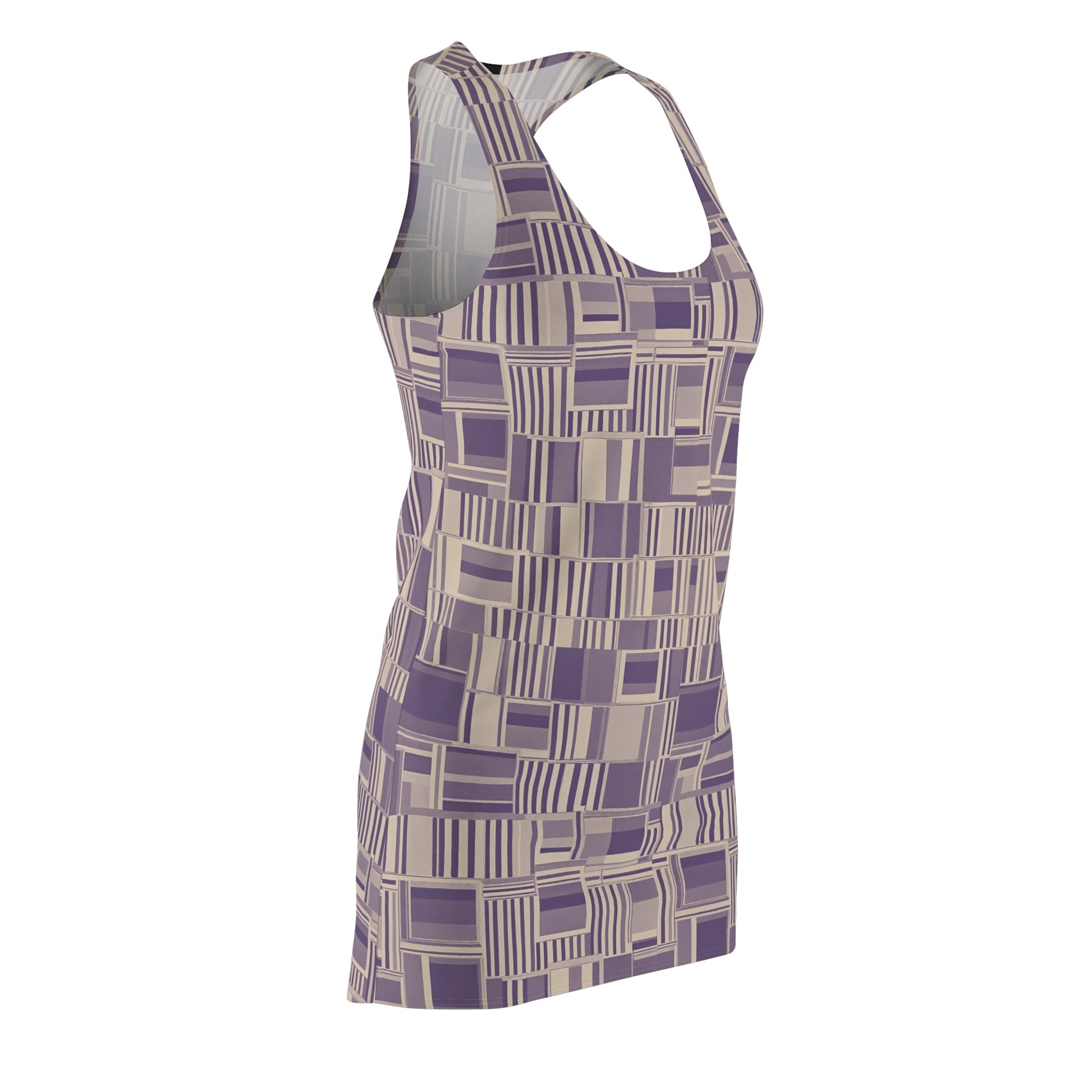 Geometric Plum Racerback Dress — All-Over Print Midi Printify bakabo.club
