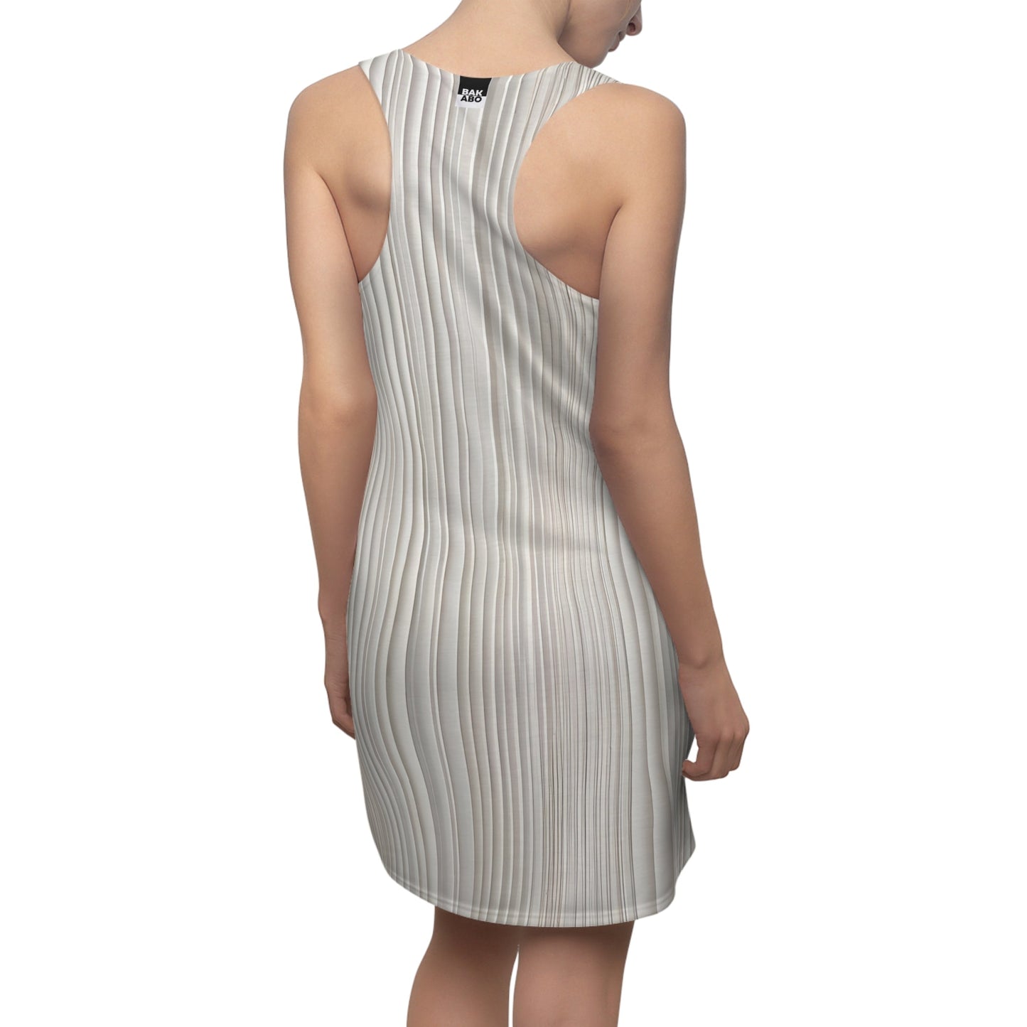 Racerback Dress – Neutral Vertical Ribbed Print, Women's Summer Tank Dress Printify bakabo.club