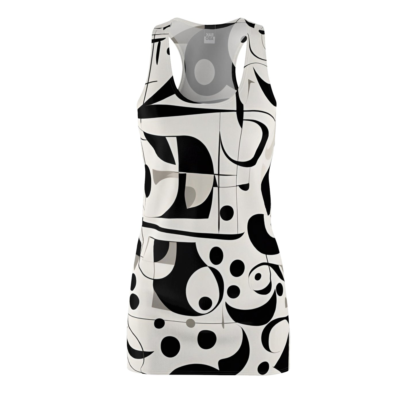 Abstract Black & White Racerback Dress — Modern Geometric AOP Printify bakabo.club