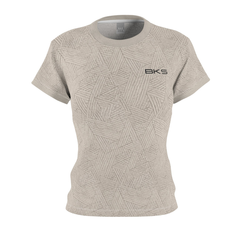 BKS Textured Geo Women's Cut & Sew Tee — Neutral All-Over Print