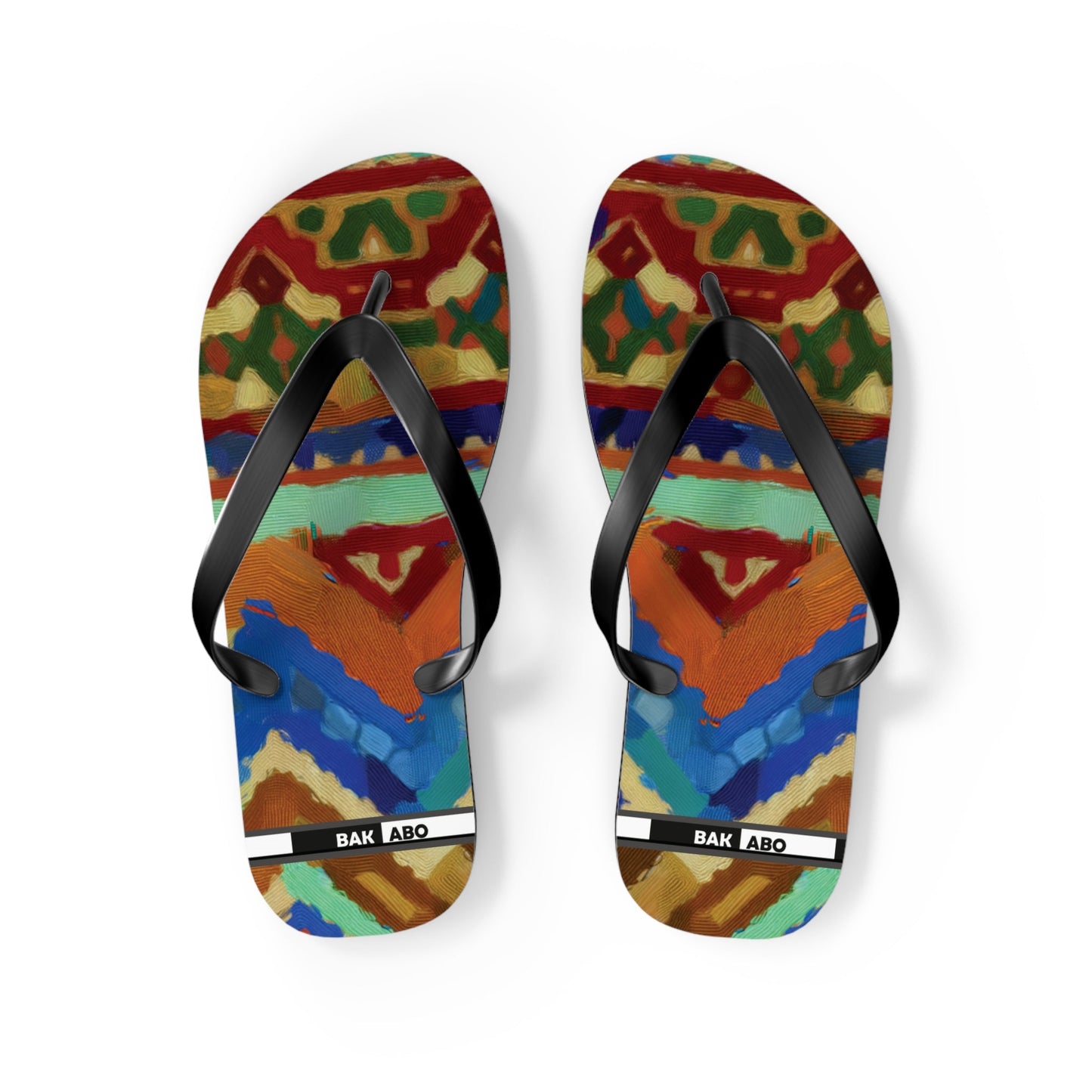 Colorful Tribal Pattern Flip Flops – Bold Aztec-Inspired Beach Sandals Printify bakabo.club