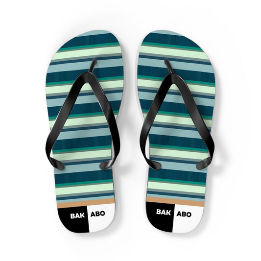 Striped Teal Beach Flip Flops – Casual Summer Sandals Printify bakabo.club