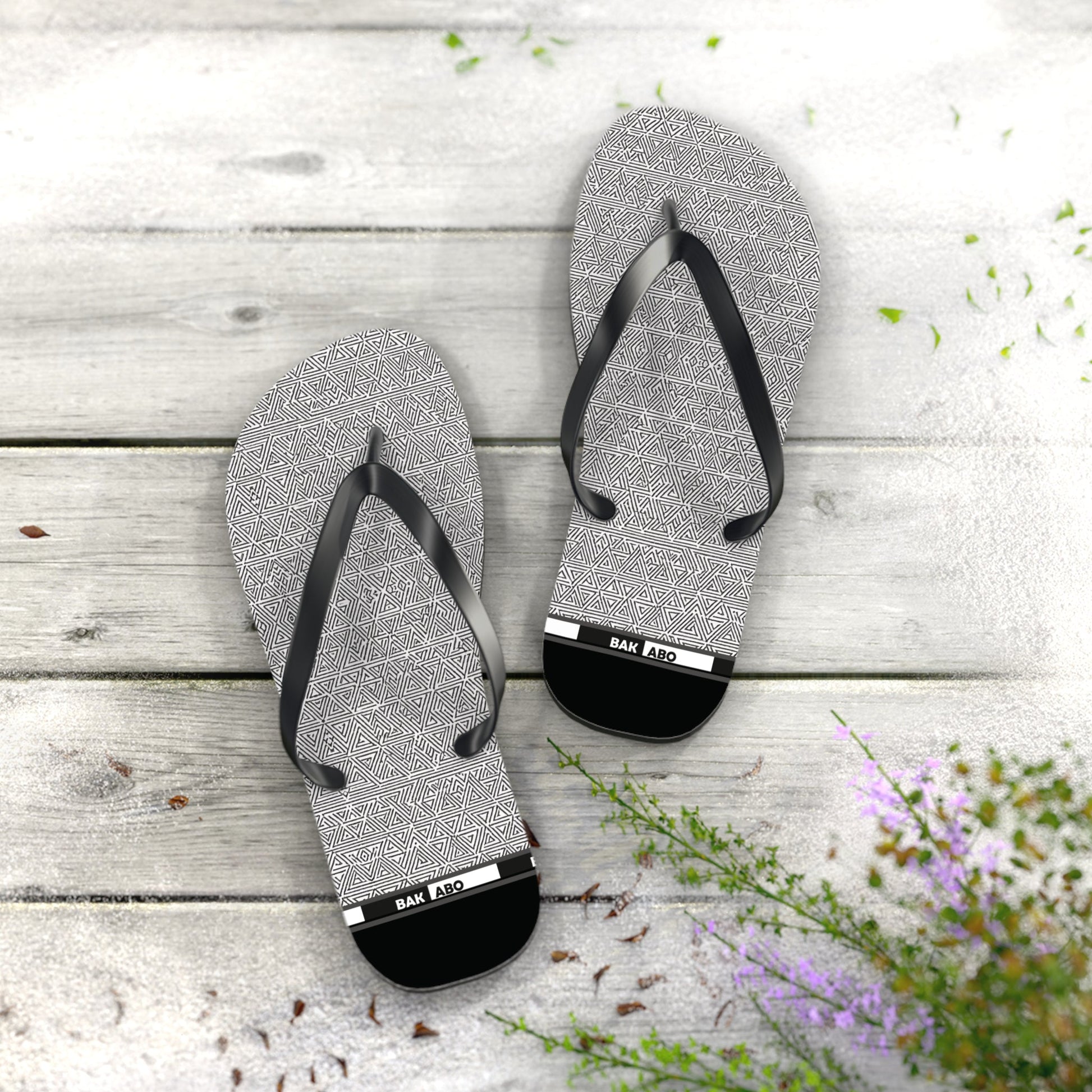 Gray Geometric Pattern Flip Flops – Minimalist Beach Sandals Printify bakabo.club
