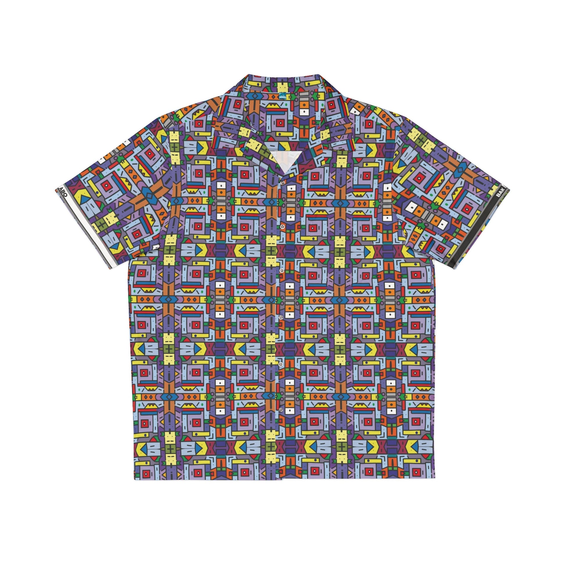 Retro Geo Pattern Hawaiian Shirt Printify bakabo.club