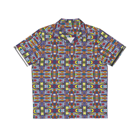 Retro Geo Pattern Hawaiian Shirt Printify bakabo.club