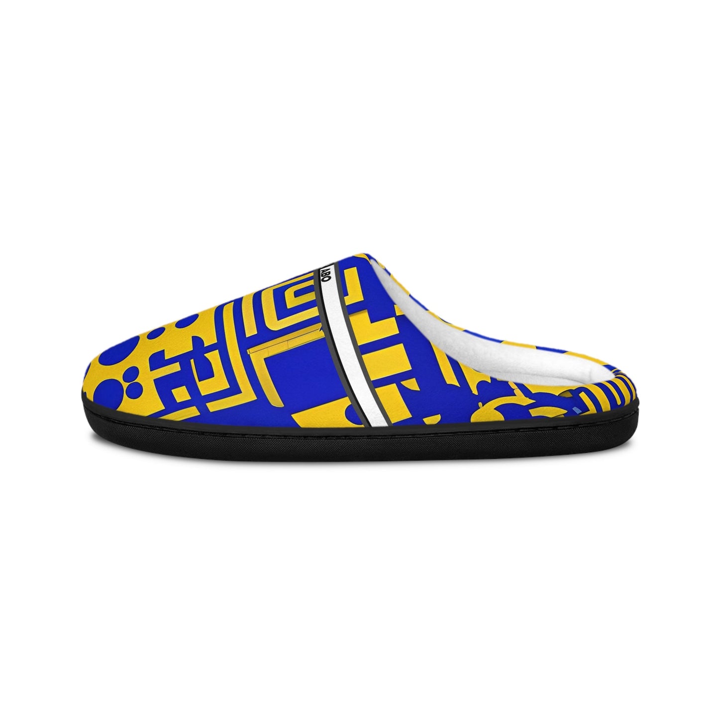 Graphic Pattern Women's Indoor Slippers — Bold Blue & Yellow Geometric Design BakAbo Studio BKS bakabo.club