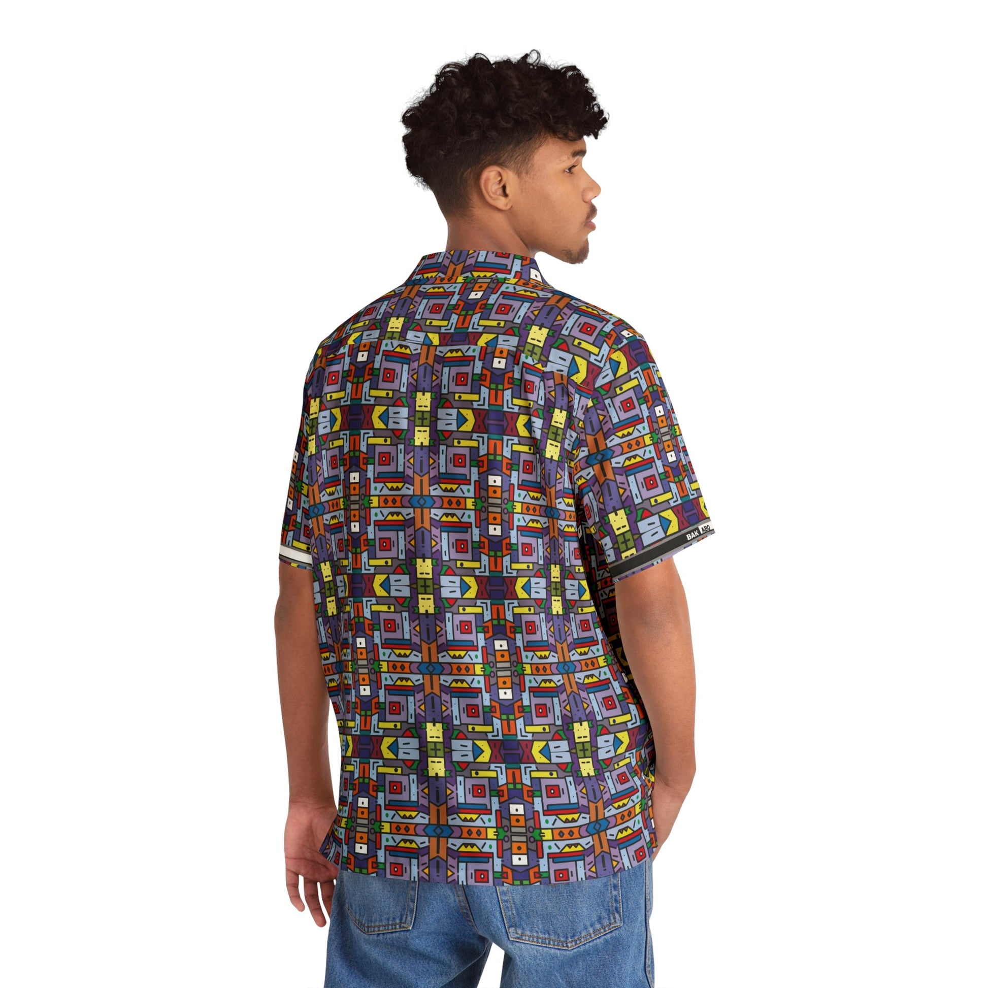 Retro Geo Pattern Hawaiian Shirt Printify bakabo.club