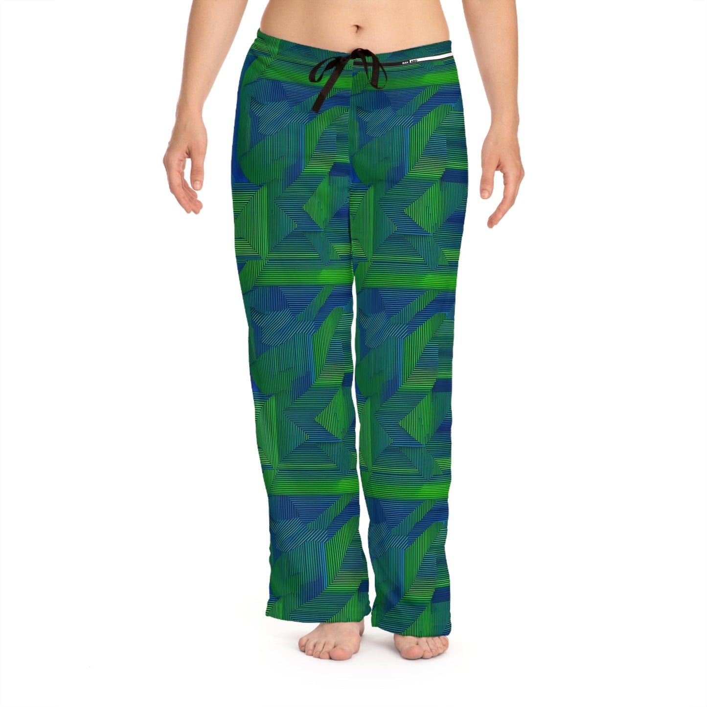 Green Geometric Women's Pajama Pants — Cozy Abstract Print Lounge Pants Printify bakabo.club