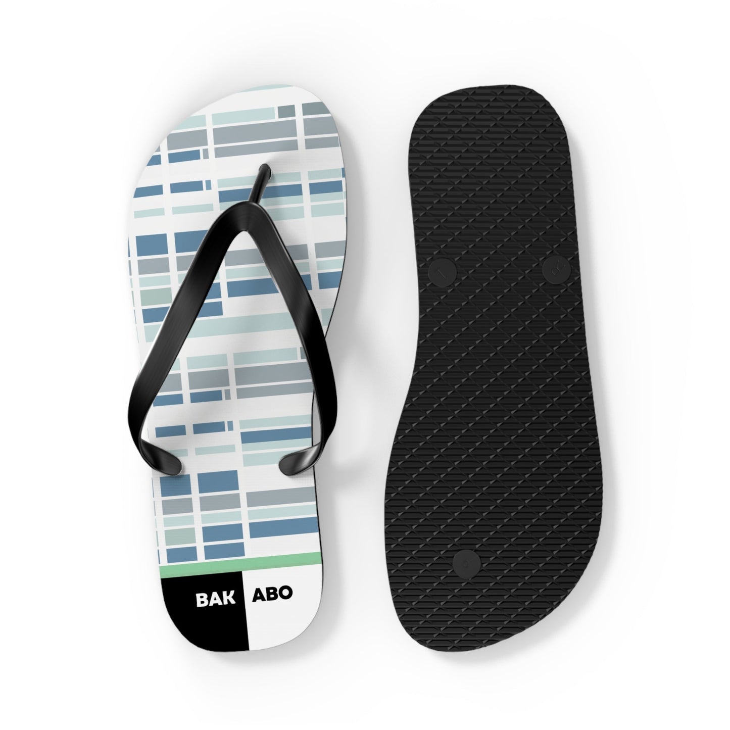 Plaid Blue Grid Flip Flops — Casual Beach Sandals with Modern Geometric Pattern Printify bakabo.club