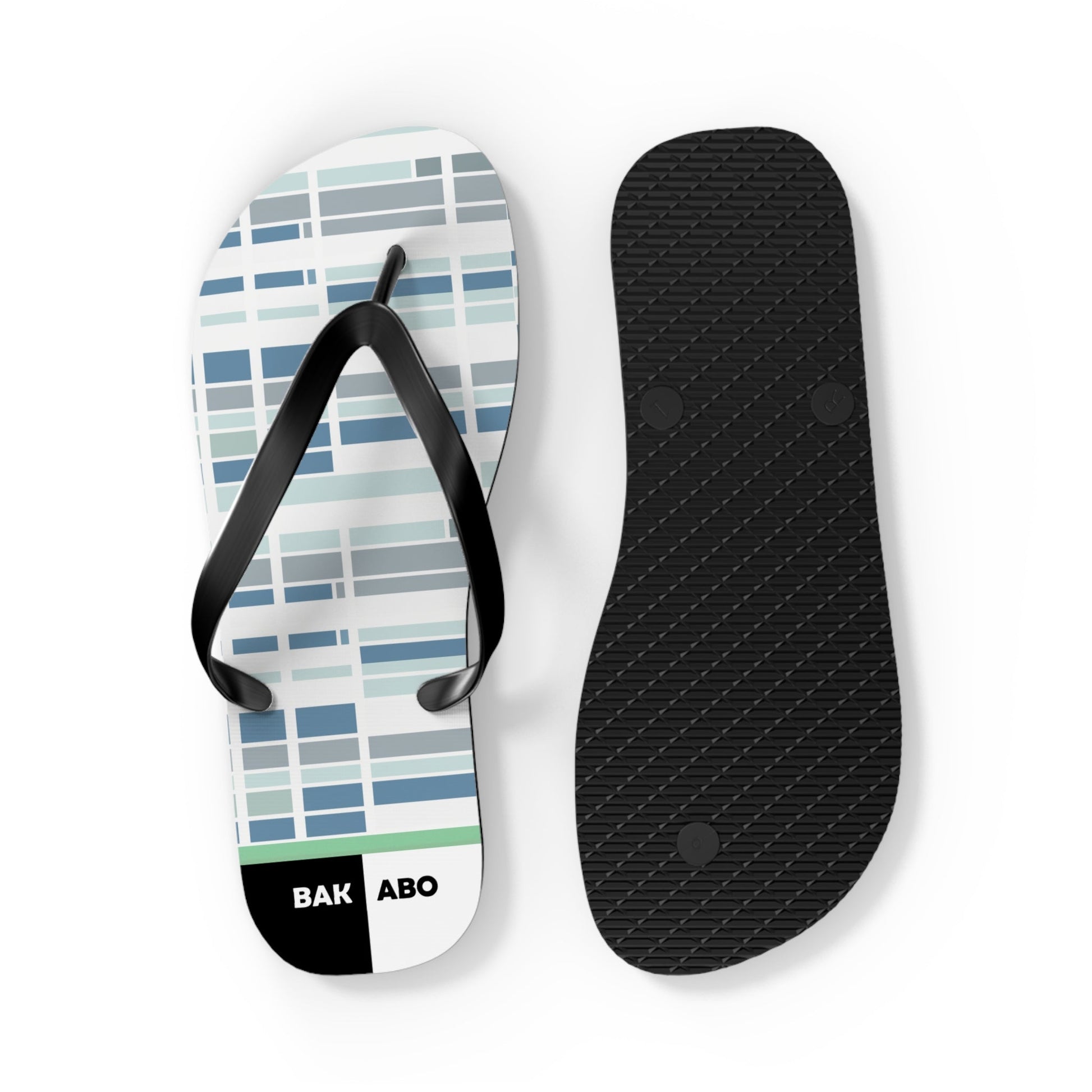 Plaid Blue Grid Flip Flops — Casual Beach Sandals with Modern Geometric Pattern Printify bakabo.club