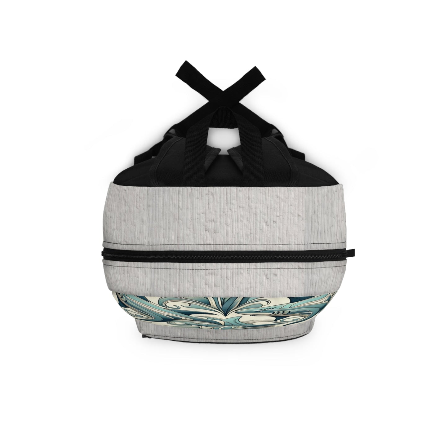 Teal Wave Floral Pattern Backpack – Vintage Swirl School & Travel Bag Printify bakabo.club
