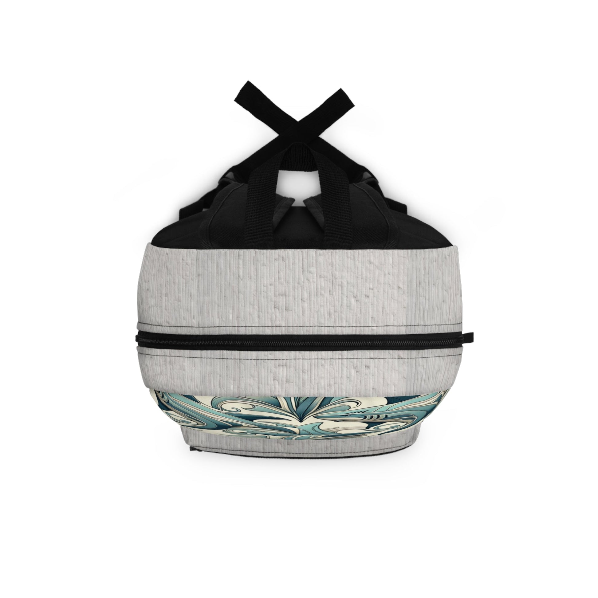 Teal Wave Floral Pattern Backpack – Vintage Swirl School & Travel Bag Printify bakabo.club