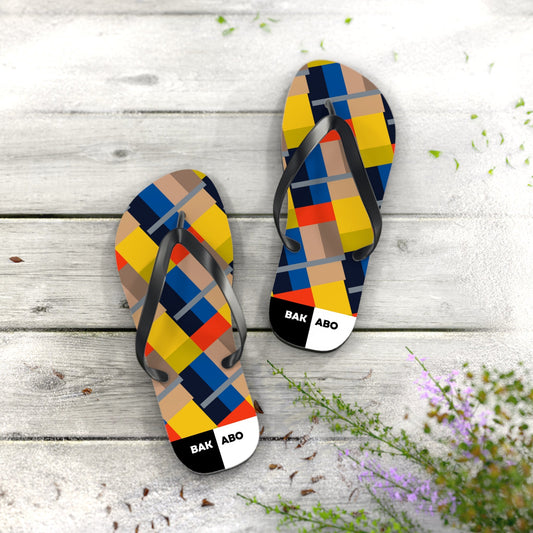 Abstract Colorblock Flip Flops – Geometric Summer Sandals Printify bakabo.club