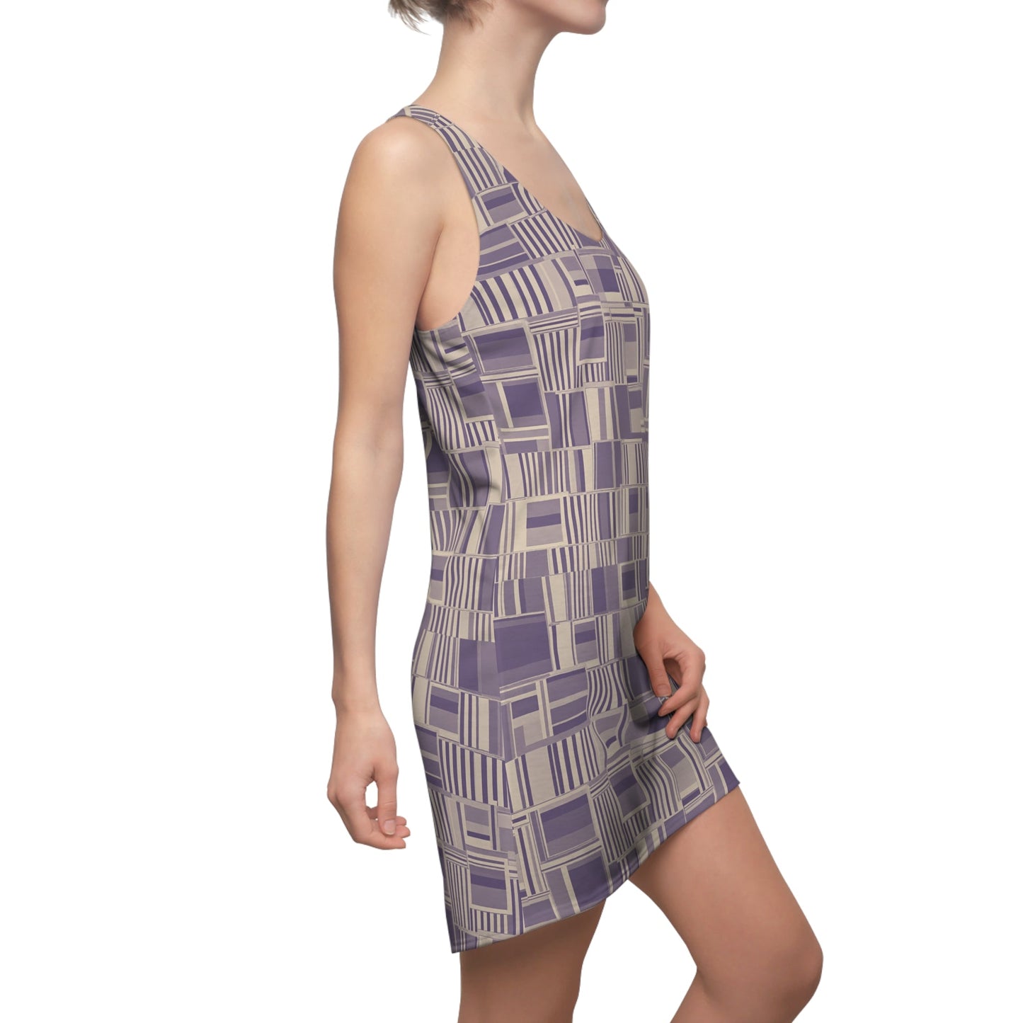 Geometric Plum Racerback Dress — All-Over Print Midi Printify bakabo.club