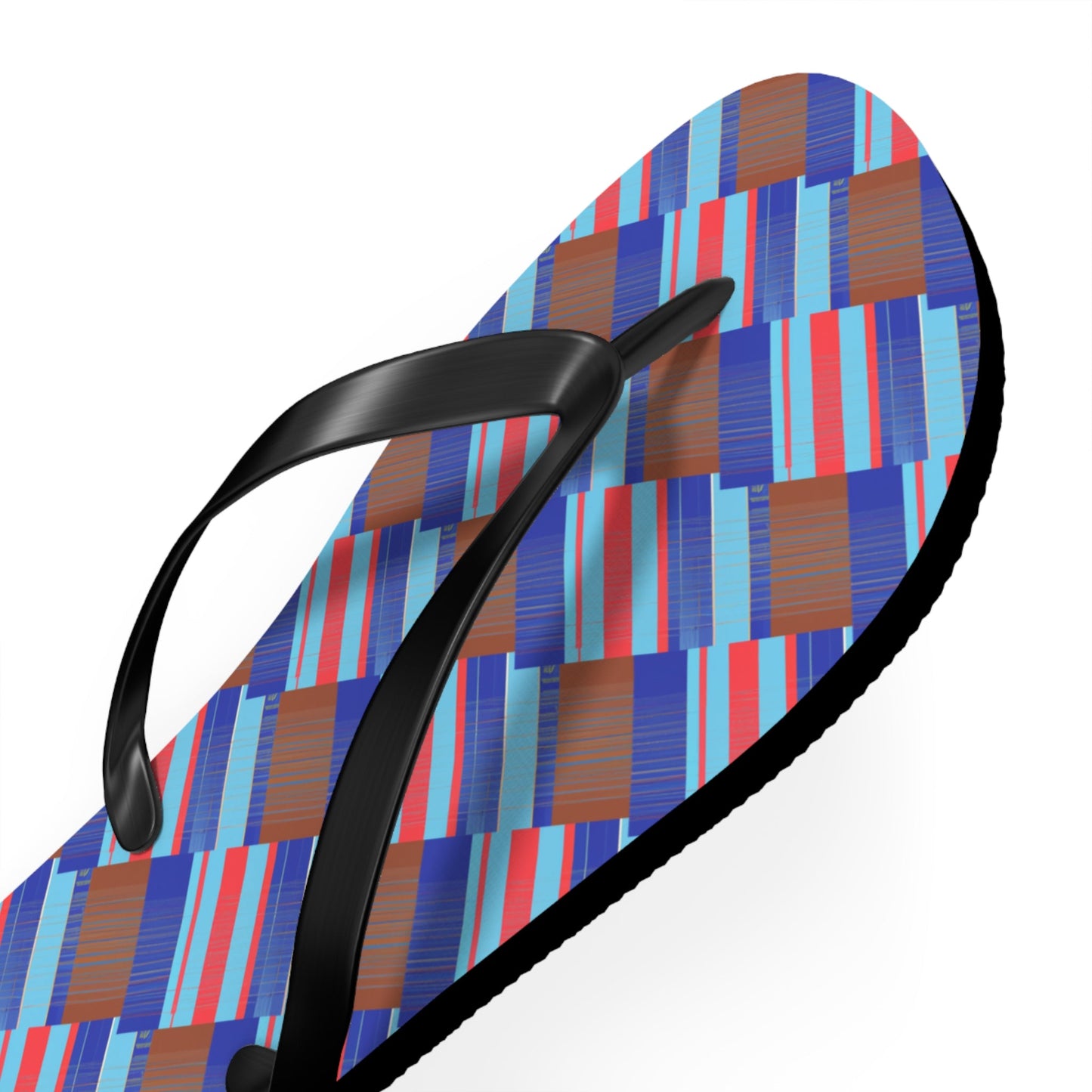 Flip Flops — Geometric Blue Stripe Beach Sandals Printify bakabo.club