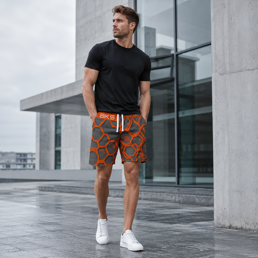 BKS Glyph Hex Athletic Long Shorts - BKS Glyph Athletic Shorts