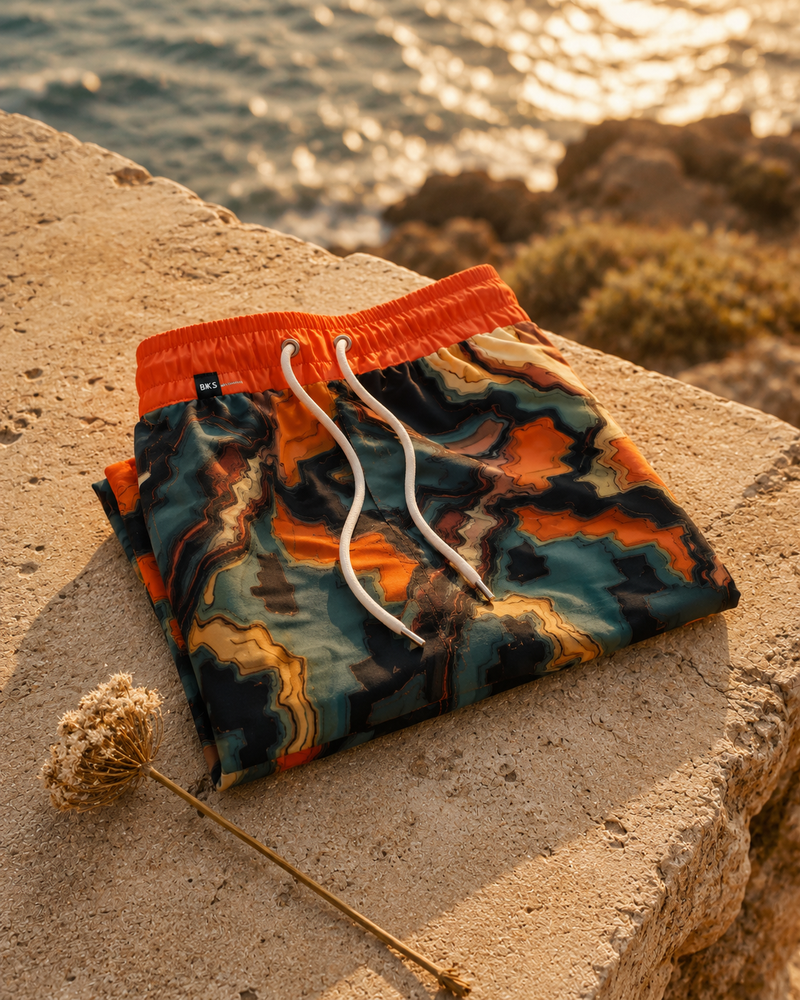BKS Flag Citrus™ Swim Trunks — Editorial Cover