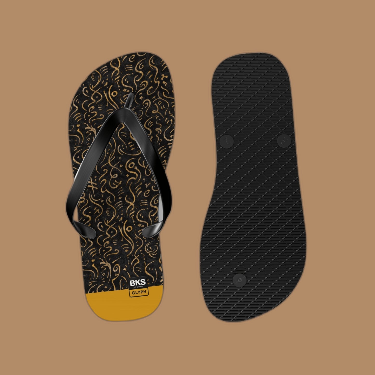 BKS Glyph Mosaic Golden™ Flip Flops