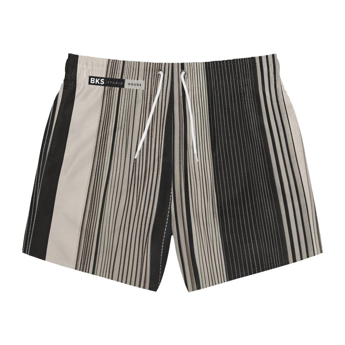 BKS Hours Striped Neutral Swim Trunks - front