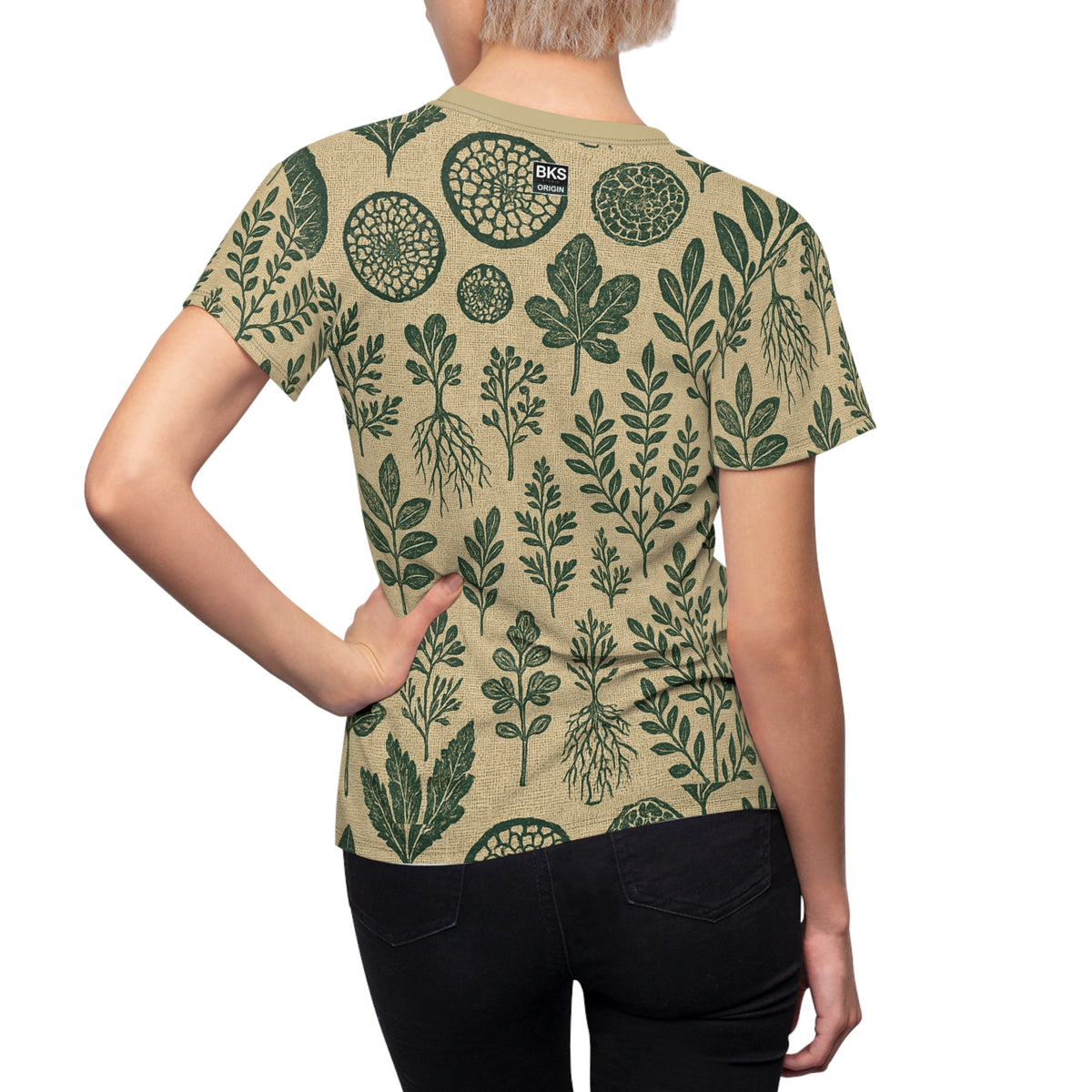 BKS Origin Block™ Women's AOP Tee — worn, back