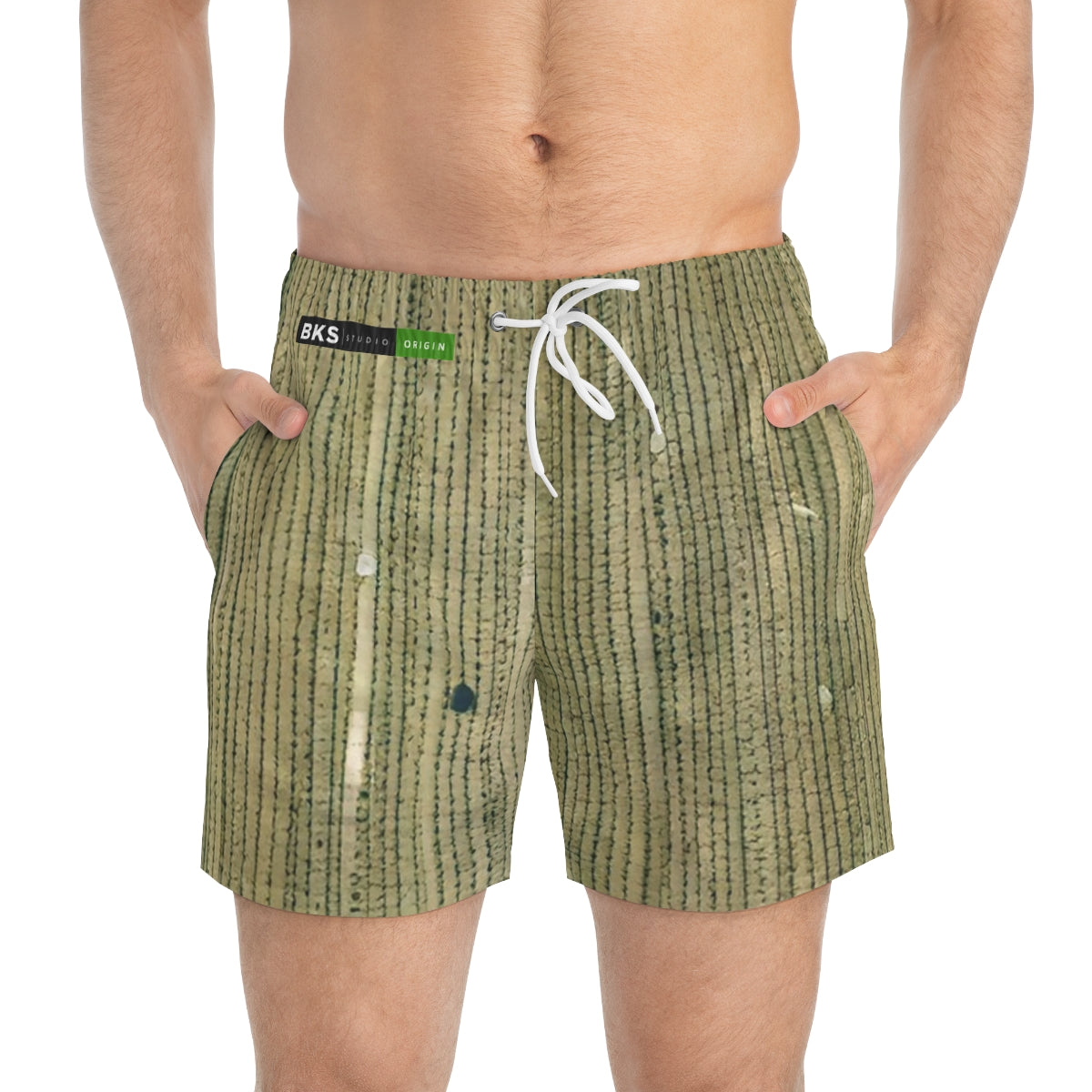 BKS Origin Green Bamboo Swim Trunks - front-person