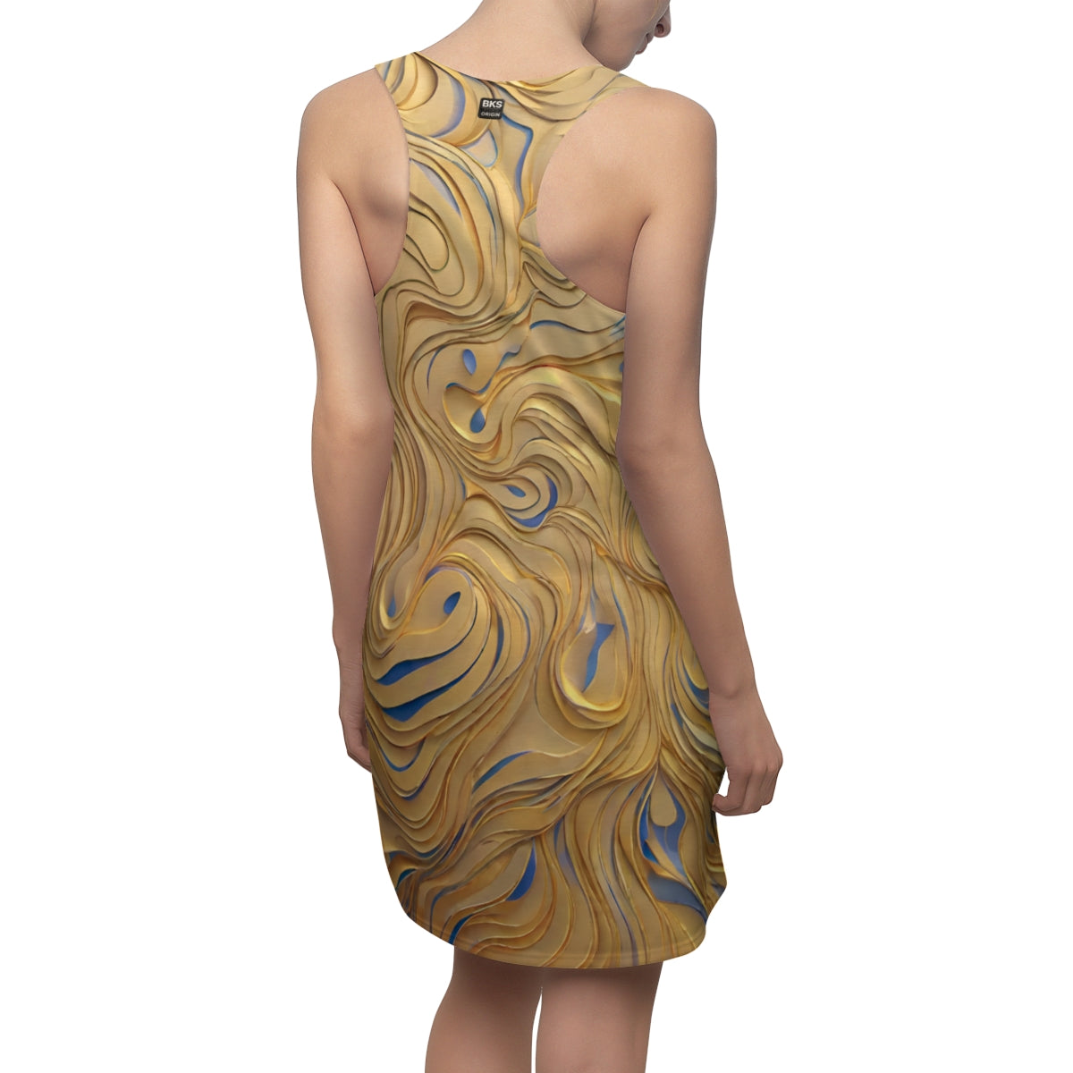 BKS Origin Meander™ Racerback Dress — flat reference — pattern distribution front and back