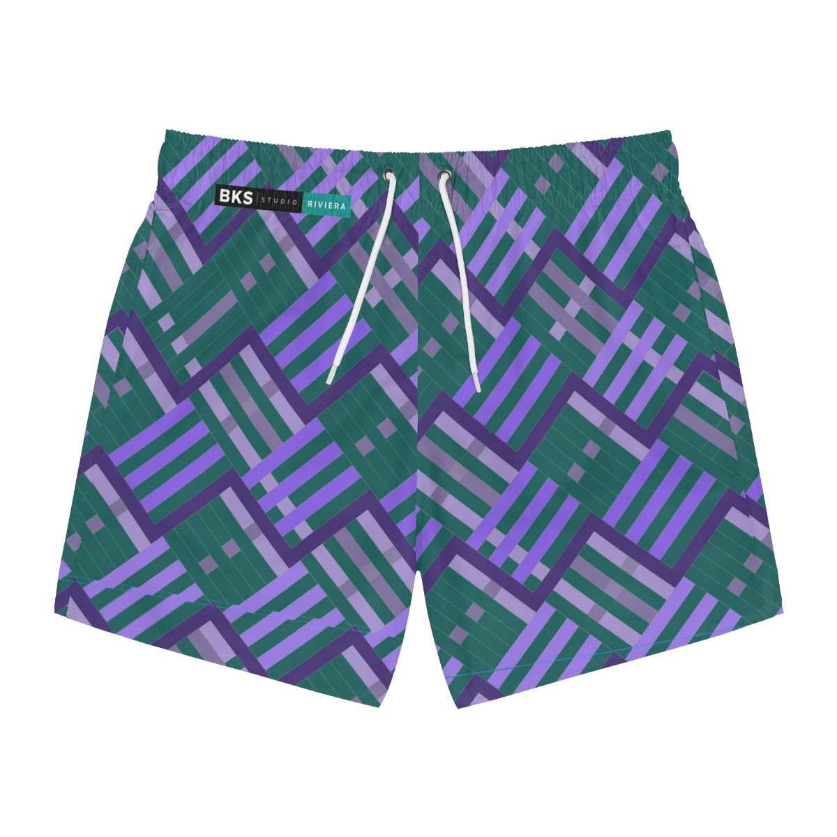 BKS Riviera Yellow Purple Swim Trunks - front