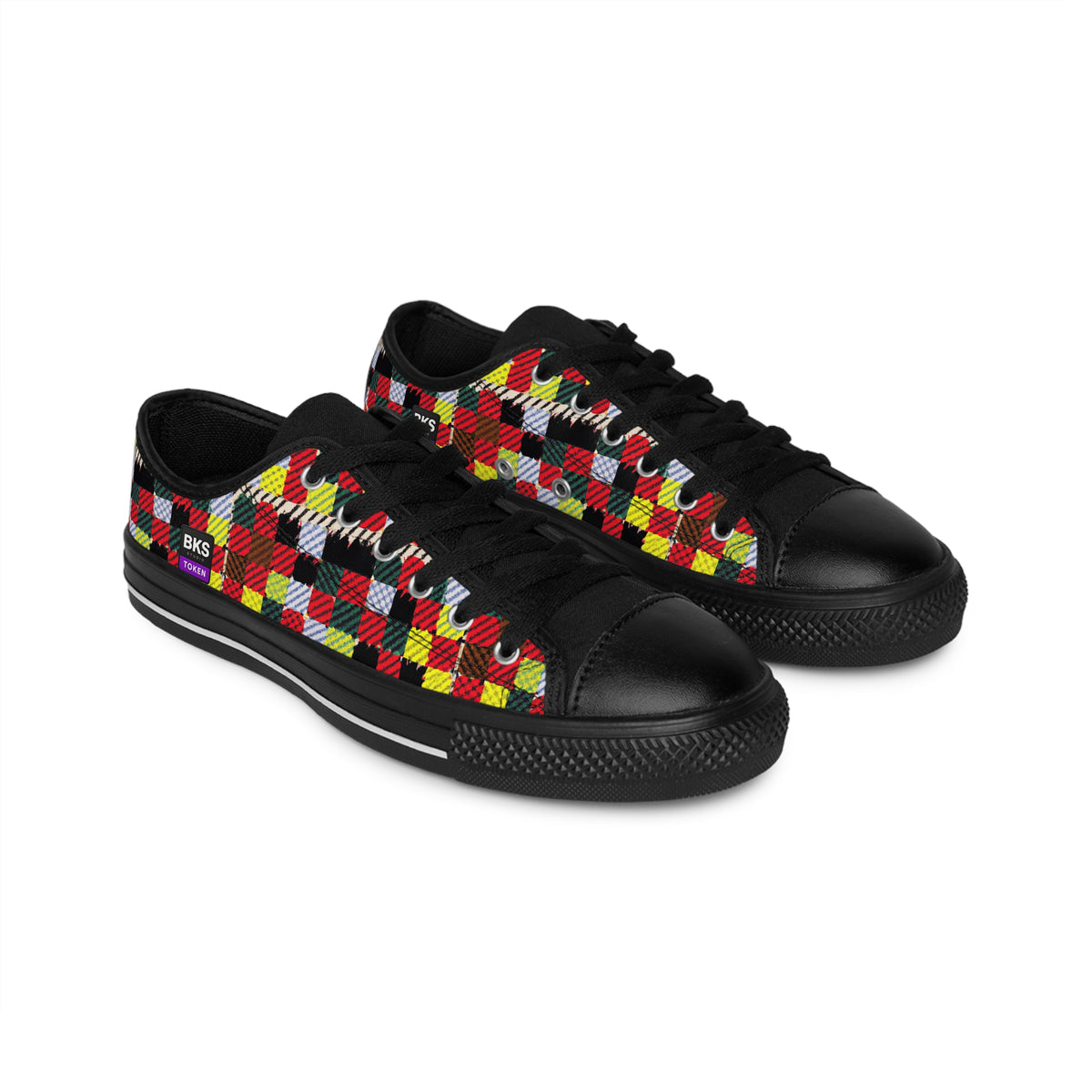 BKS Token Checkerboard Yellow™ Sneakers — pair, angled