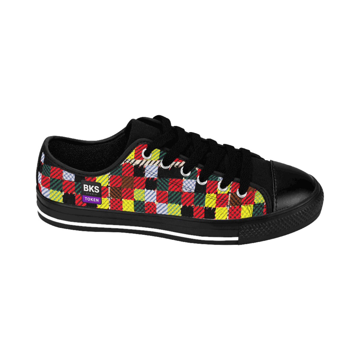 BKS Token Checkerboard Yellow™ Sneakers — right shoe, outer side