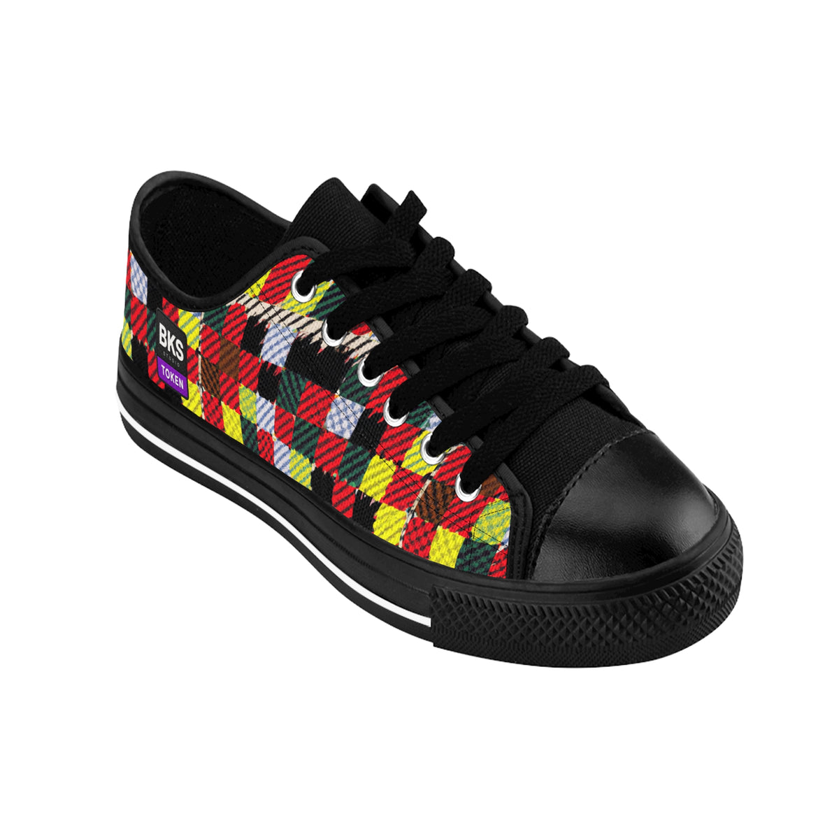 BKS Token Checkerboard Yellow™ Sneakers — right shoe, angled