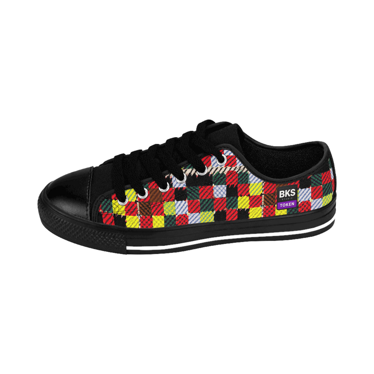 BKS Token Checkerboard Yellow™ Sneakers — left shoe, outer side