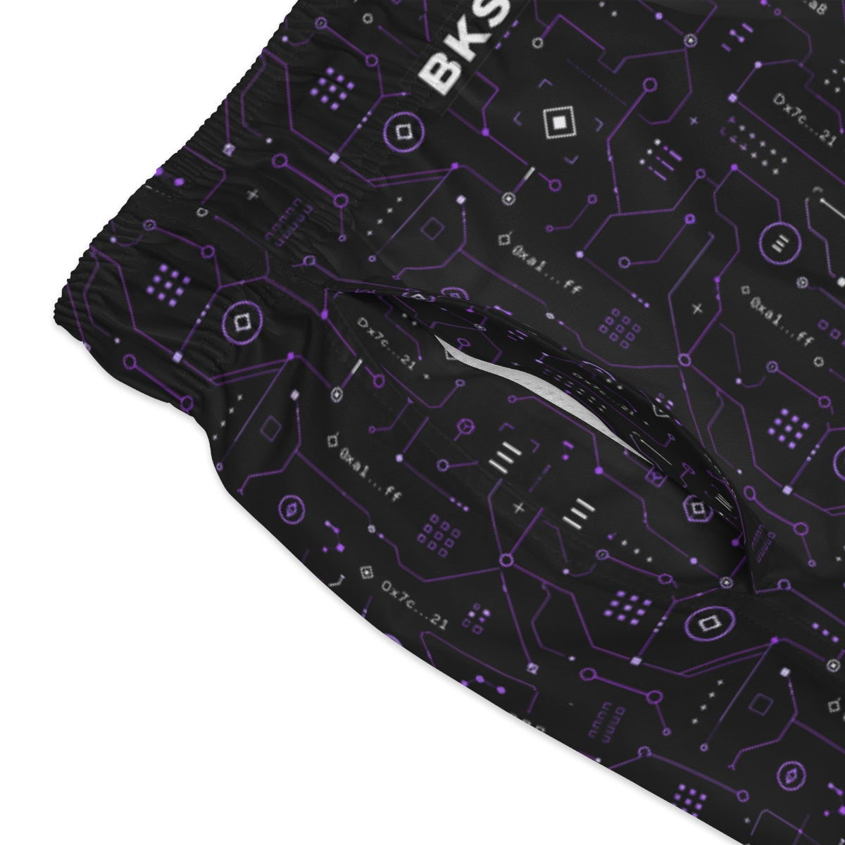 BKS Token Hash Swim Trunks - close-up