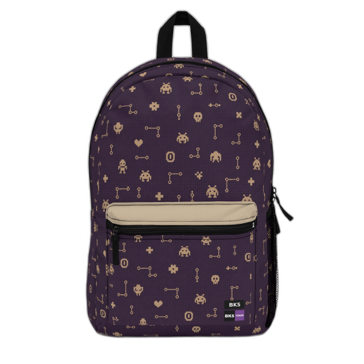 BKS Token Sprite Cache™ Backpack — Printify mockup front, sfondo trasparente