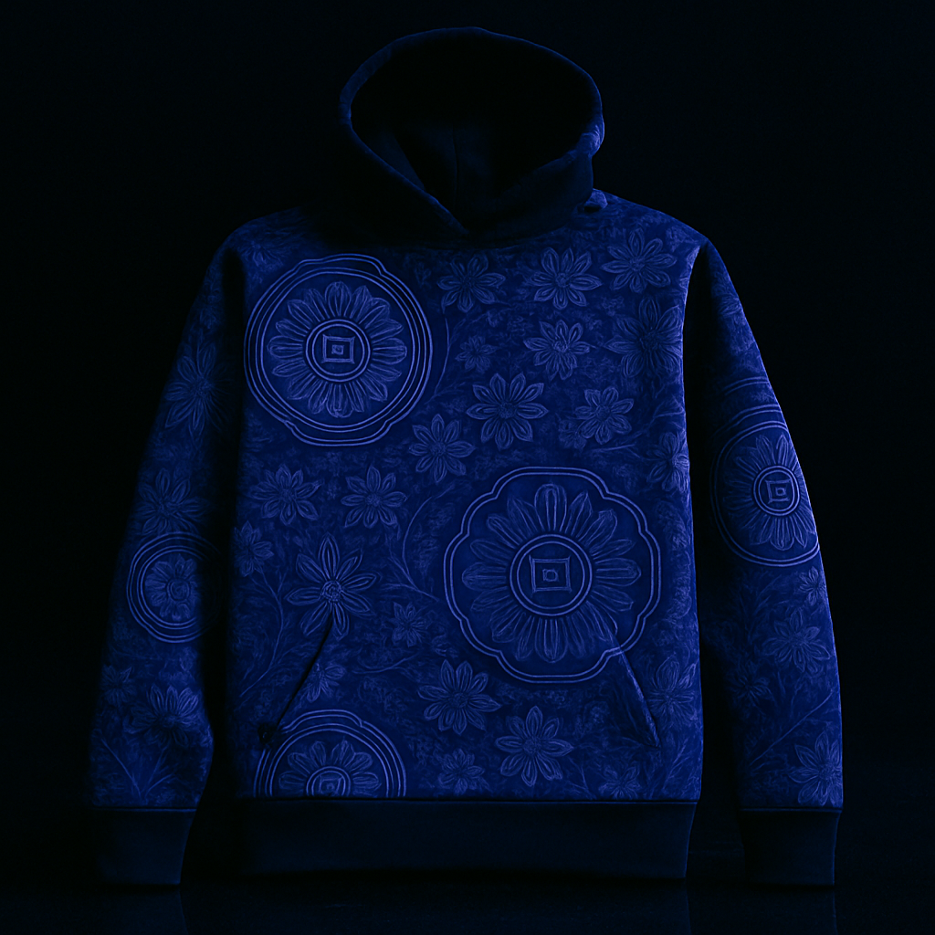 BKS Token Vault Pullover Hoodie front flat lay on dark plexiglass