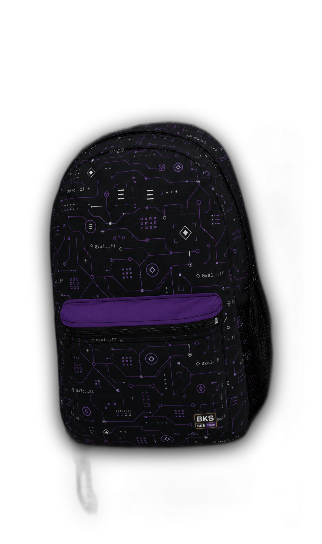 BKS Token Circuit Hash™ Backpack — render back, Ethereum nodes — no background