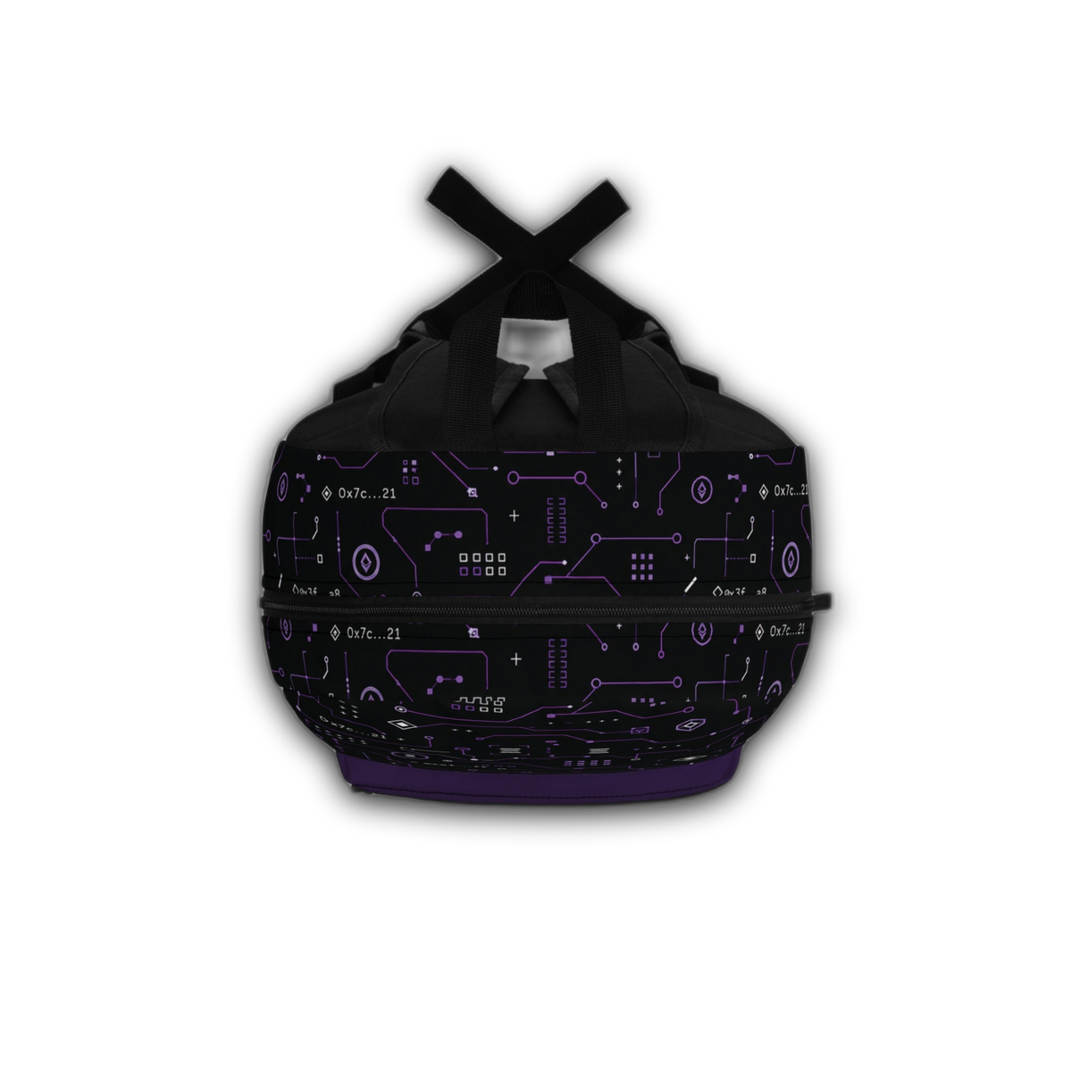 BKS Token Circuit Hash™ Backpack — render detail, purple PCB — no background