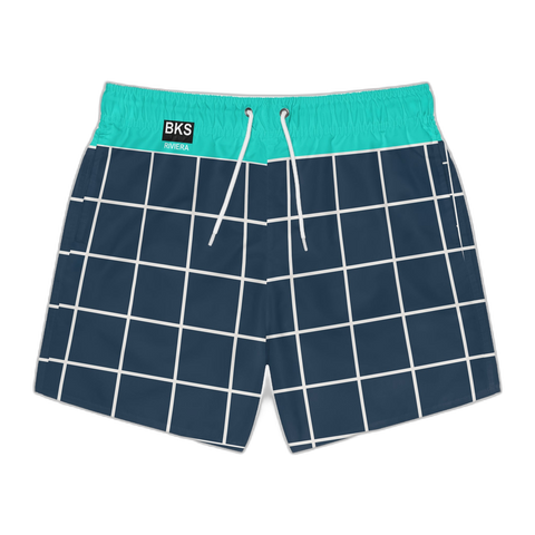 BKS Riviera Coast Grid Blue™ Swim Trunks