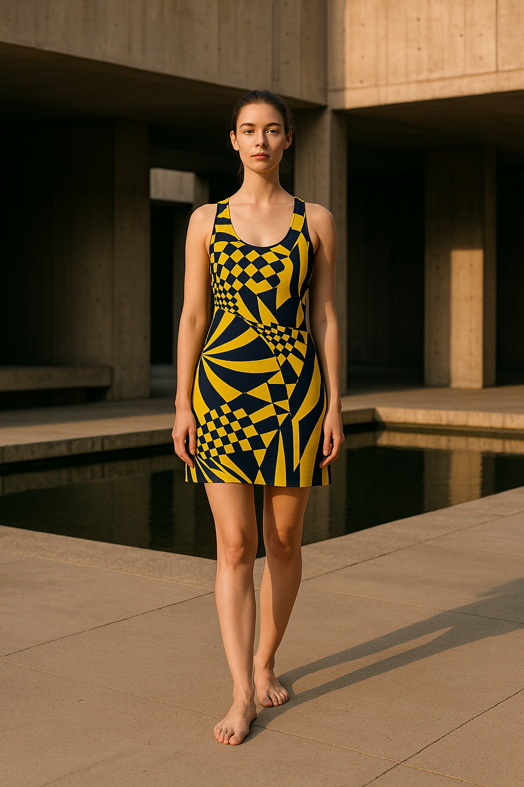 BKS Pulse Vertigo Racerback Dress — architectural editorial
